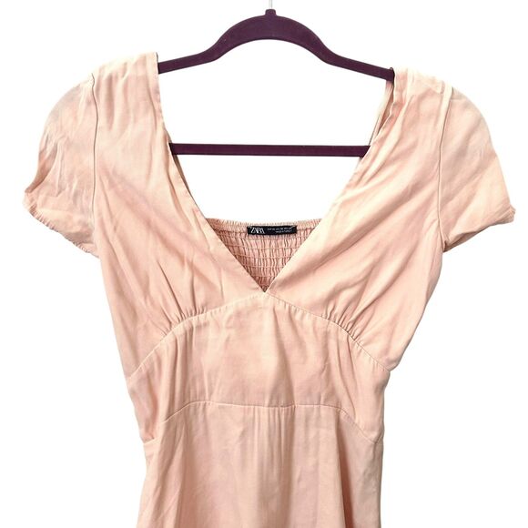 ZARA Short Sleeve Mini‎ Dress Peach XS - Picture 3 of 4
